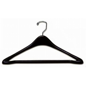 19" Deluxe Black Plastic Suit Hanger w/ Pants Bar