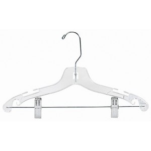 14" Clear Plastic Children's Combination Hanger w/ Clips